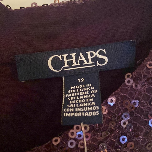 Chaps Purple Layered Sleeveless Evening Dress - Picture 3 of 13